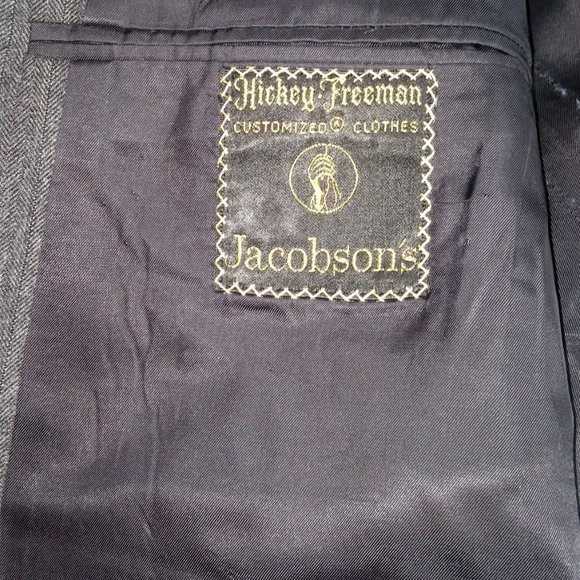 Hickey Freeman Boardman Wool Sport Coat Jacket Gray Herringbone 2 Button 44R - Picture 6 of 10